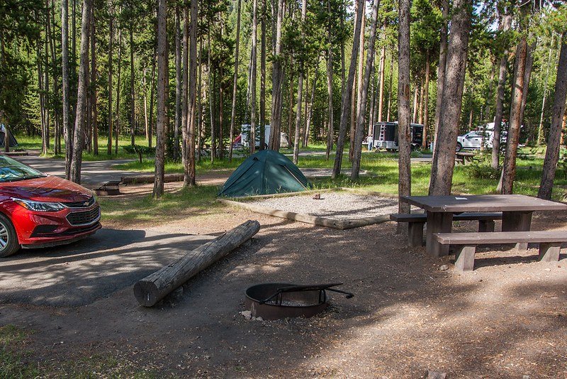 Leirintäalue, Yellowstone, telttailu kalliovuorilla